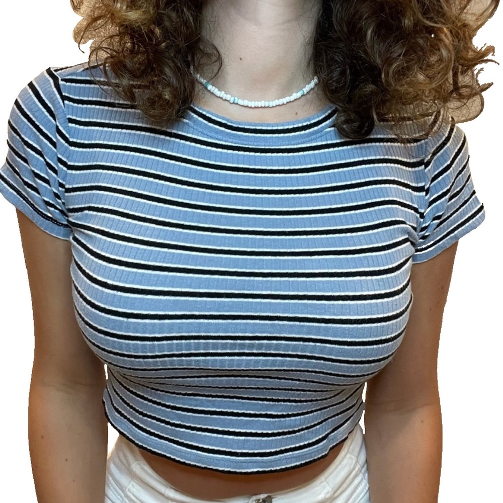 blue crop top , size small